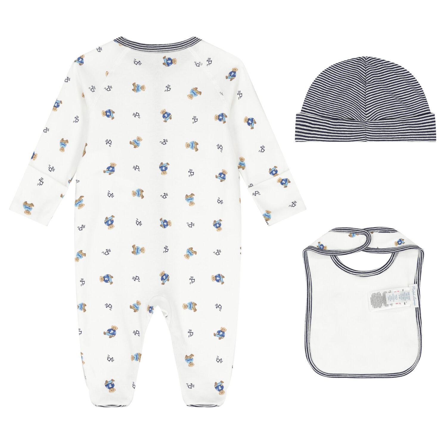 Baby Boys White & Navy Blue Logo Babygrow Gift Set, 1, hi-res