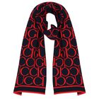 Navy Blue & Red Logo Jacquard Scarf, 1, hi-res