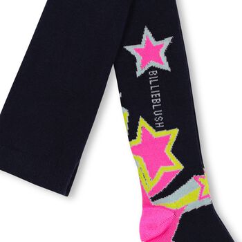 Girls Navy Blue Star Tights