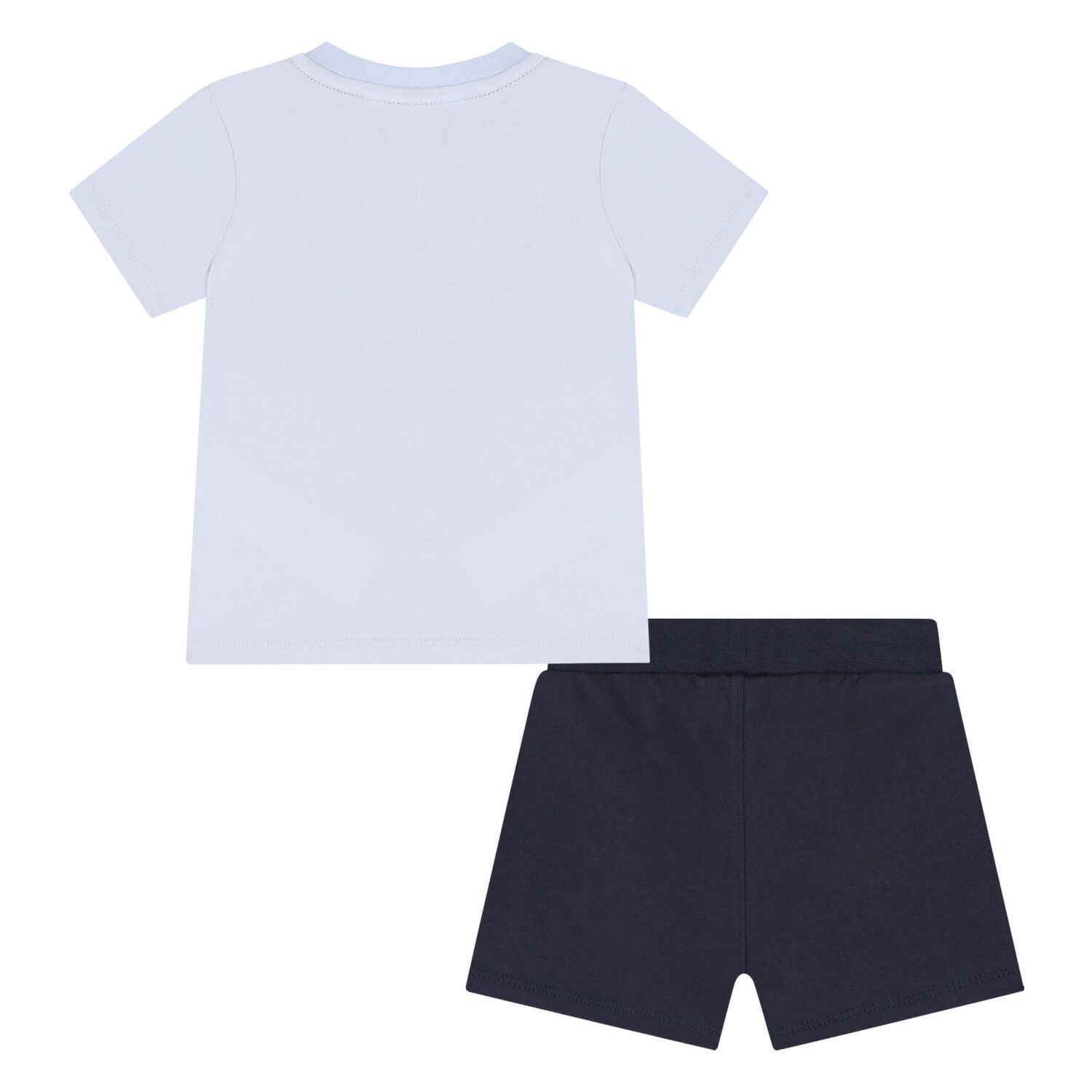 Baby Boys Blue & Navy Blue Logo Shorts Set, 2, hi-res