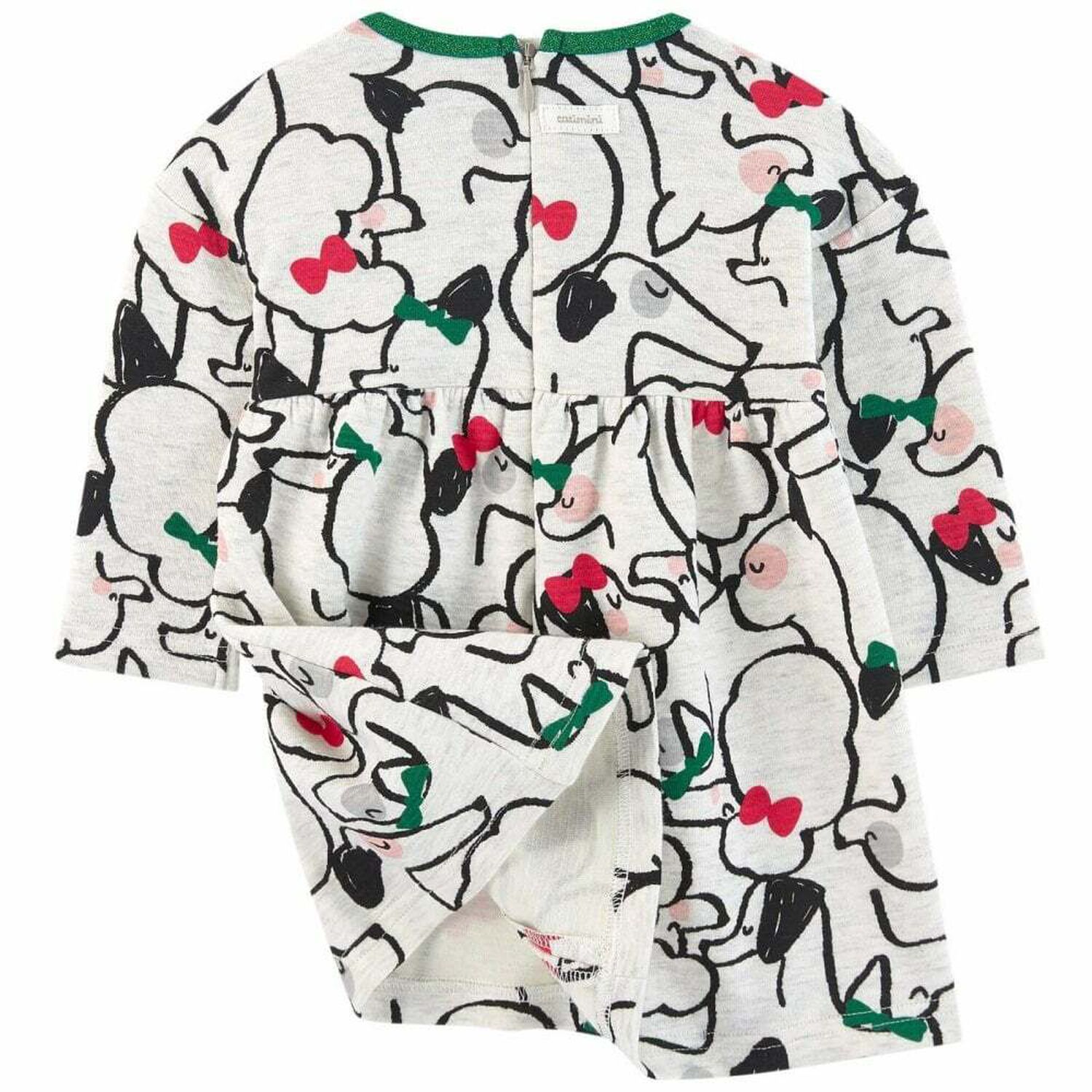 Girls White Printed Dress, 1, hi-res