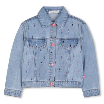 Girls Blue Denim Rhinestones Jacket