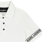 Boys White Logo Polo Shirt, 1, hi-res