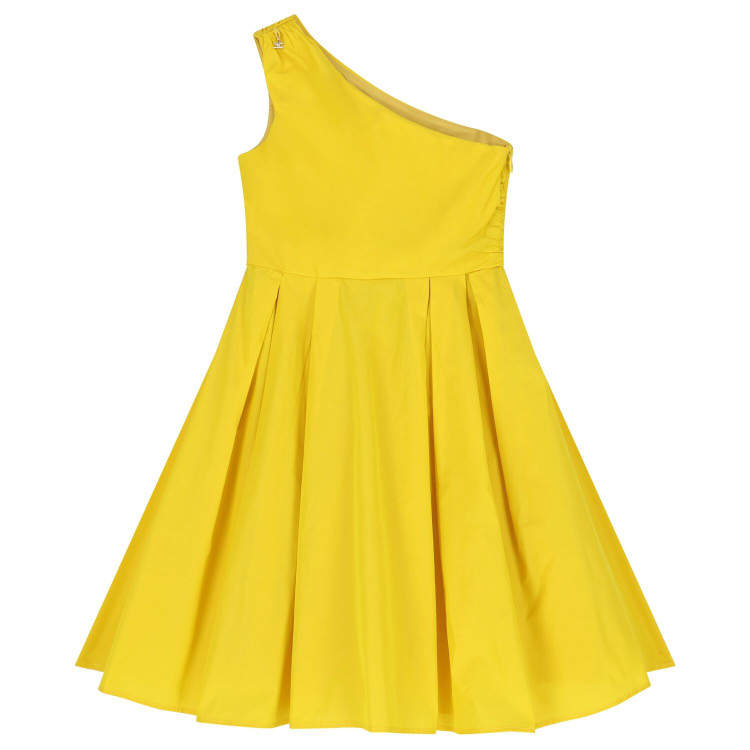 Girls Yellow One Shoulder Dress, 1, hi-res