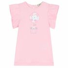 Younger Girls Pink Flower Dress, 1, hi-res