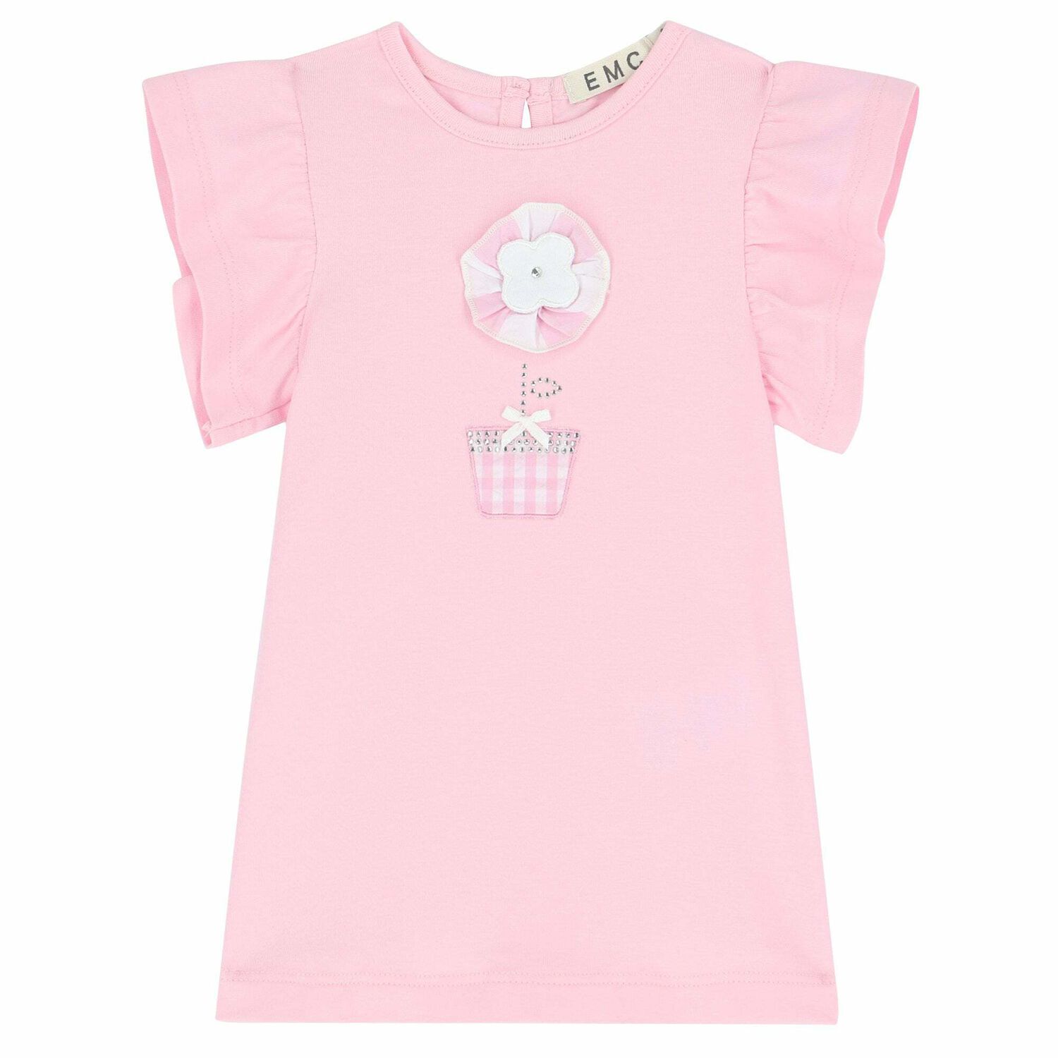 Younger Girls Pink Flower Dress, 1, hi-res