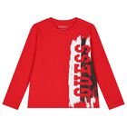 Boys Red Logo Long Sleeve Top, 2, hi-res