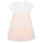 Girls White & Pink Logo Tulle Dress, 2, hi-res