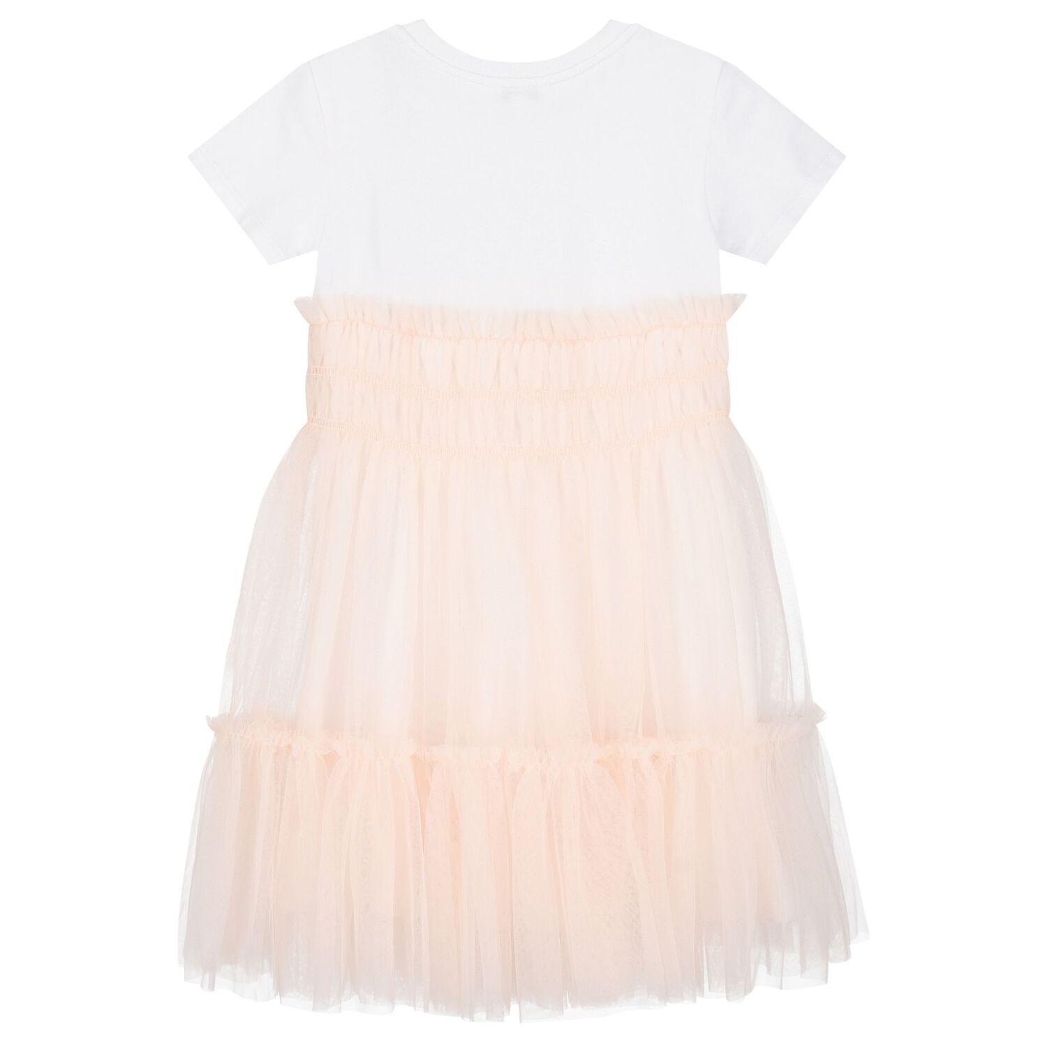 Girls White & Pink Logo Tulle Dress, 2, hi-res image number null
