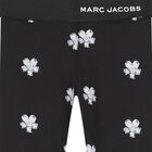 Girls Black Flower Leggings, 1, hi-res