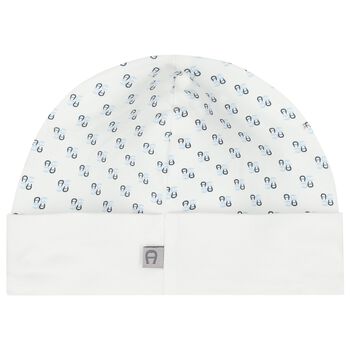 Baby Boys White & Blue Logo Hat