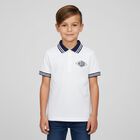 Boys White & Black Logo Polo Shirt, 1, hi-res