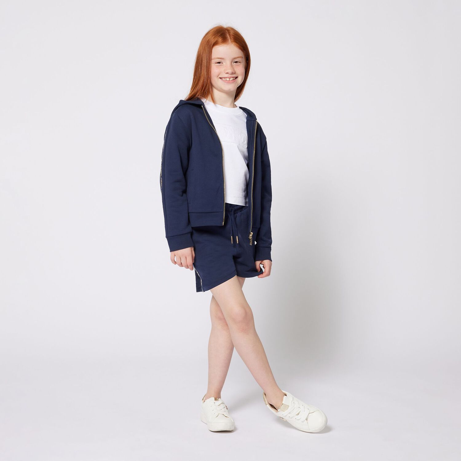 Girls Navy Blue Logo Shorts, 2, hi-res image number null