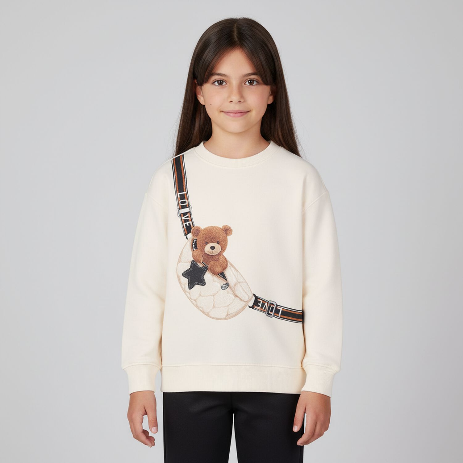 Girls Ivory & Black Bag Leggings Set, 1, hi-res