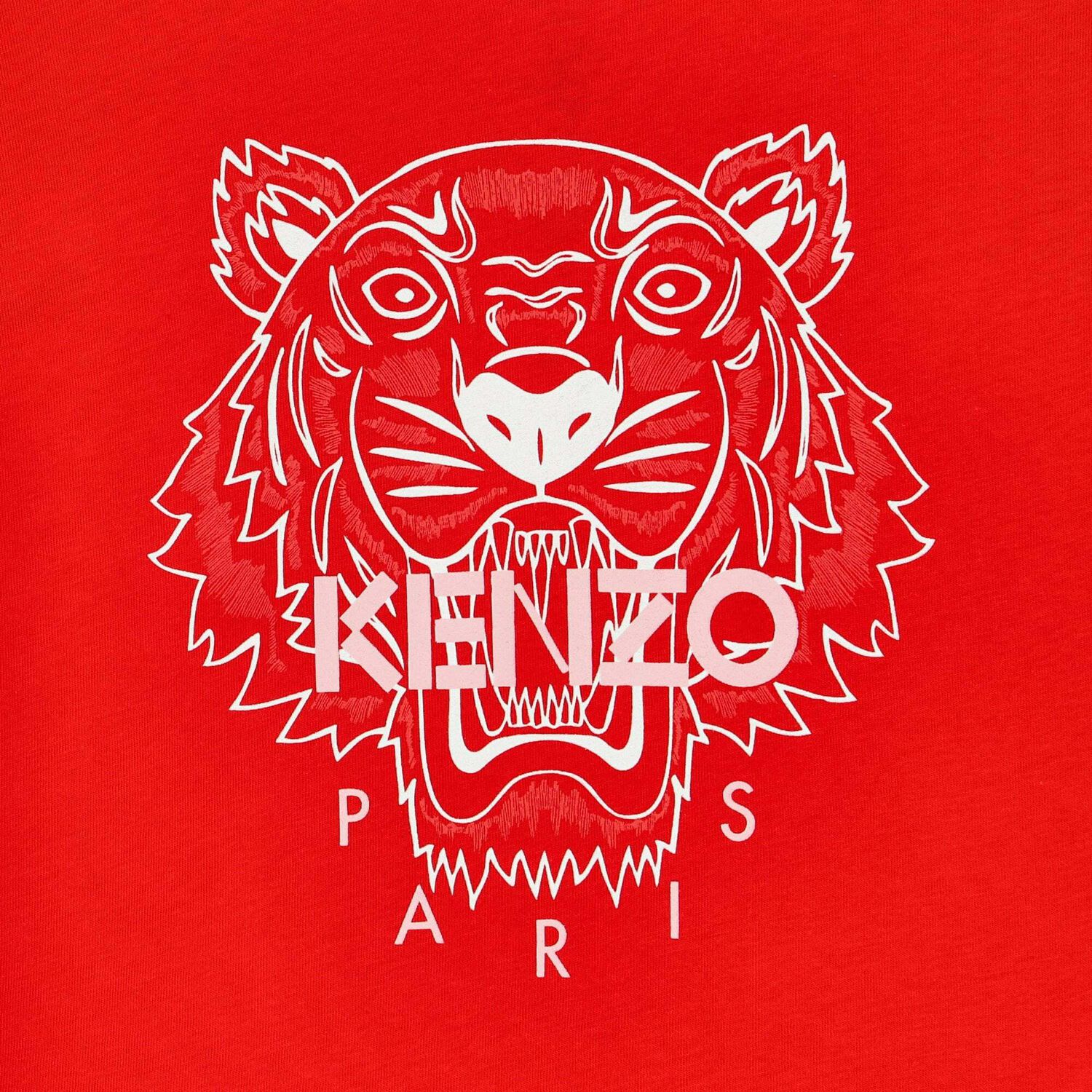 Girls Red Tiger Logo T-Shirt, 1, hi-res