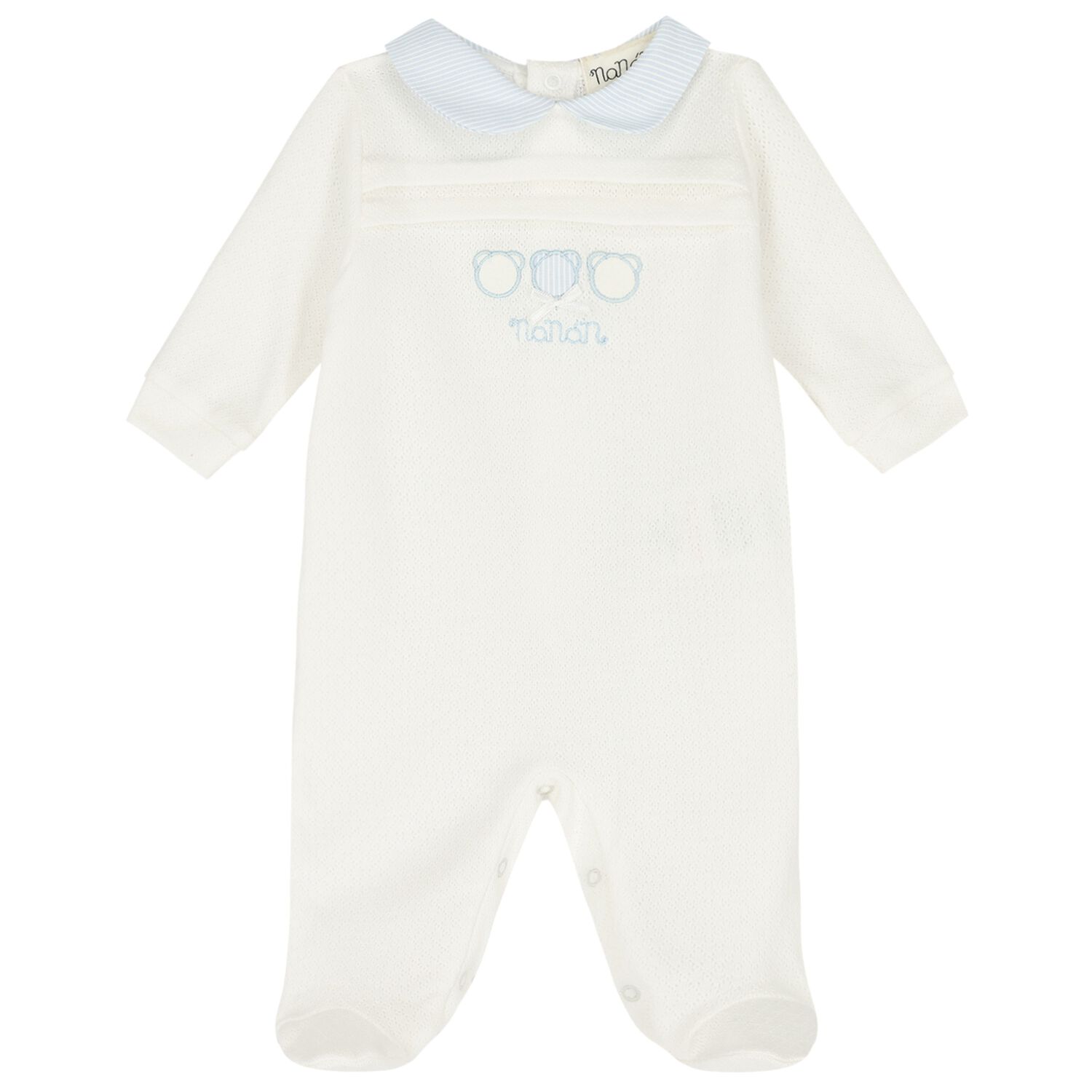 Baby Boys Ivory & Blue Babygrow, 1, hi-res image number null