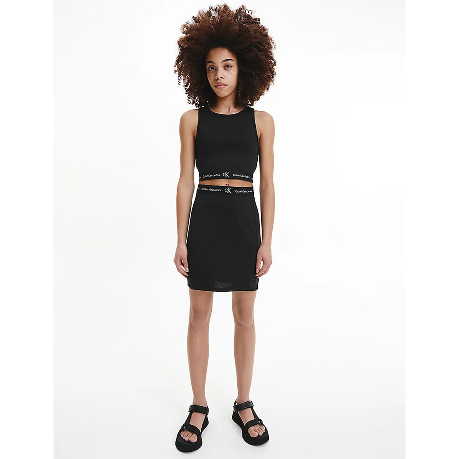 Girls Black Logo Skirt, 1, hi-res