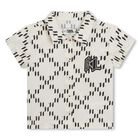 Younger Boys Ivory & Black Monogram Logo Shorts Set, 1, hi-res