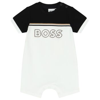 Baby Boys Black & White Logo Romper