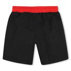 Boys Black Logo Swim Shorts, 1, hi-res