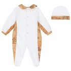 White & Beige Geo Map Babygrow Set, 1, hi-res