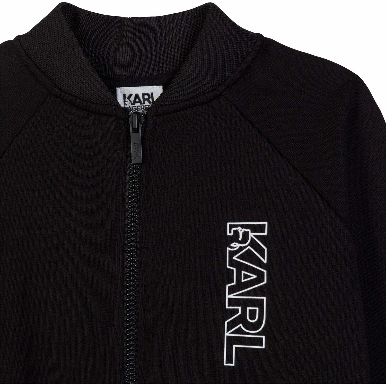 Boys Black Logo Zip Up Top, 1, hi-res