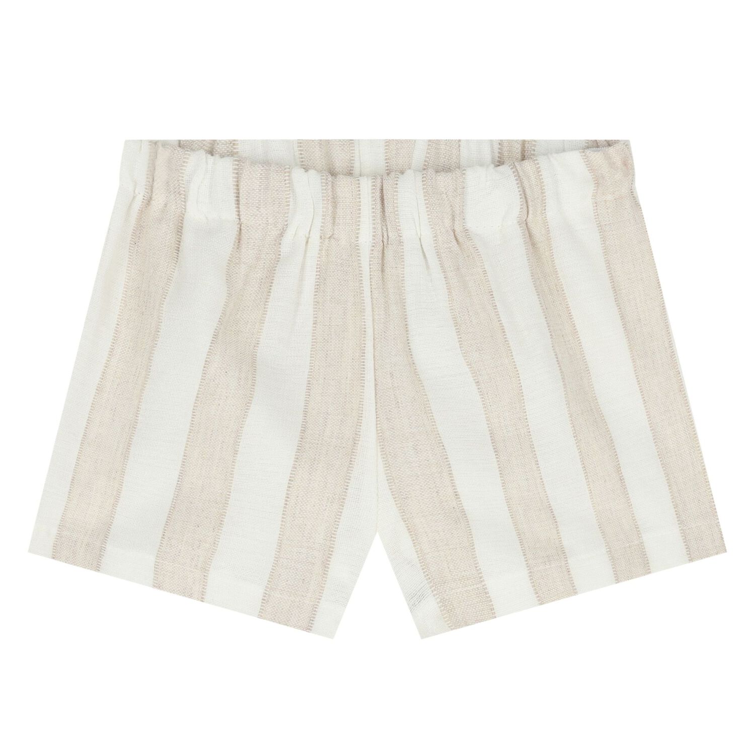 Younger Girls Beige & White Striped Shorts Set, 1, hi-res