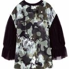 Girls Khaki Camo Logo Top- Girls Black Logo Sweatshirt, 1, hi-res
