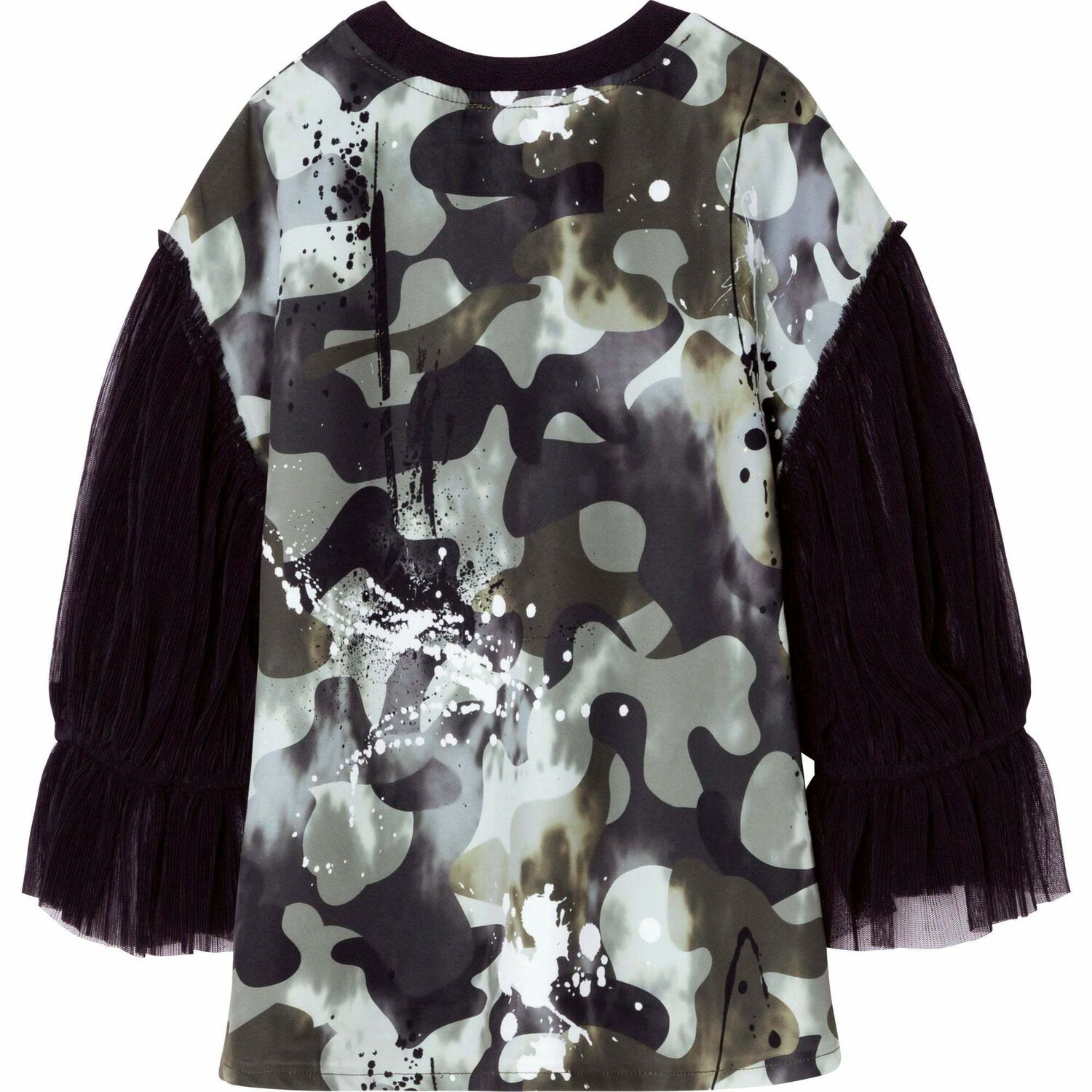 Girls Khaki Camo Logo Top- Girls Black Logo Sweatshirt, 1, hi-res