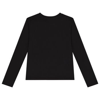 Girls Black Logo Long Sleeve Top