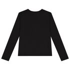 Girls Black Logo Long Sleeve Top, 1, hi-res