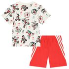 Ivory & Red Disney Logo Shorts Set, 1, hi-res
