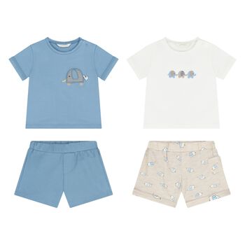 Baby Boys White & Blue Shorts Set ( 2-Pack ) 