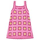 Girls Pink Crochet Dress, 1, hi-res