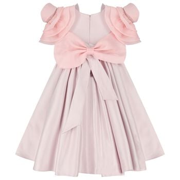 Girls Mirana Pink 3D Rose Sleeve Tulle Dress