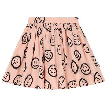 Girls Pink Smiley Print Skirt