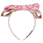 Girls Pink Bow Zigazag Headband, 2, hi-res