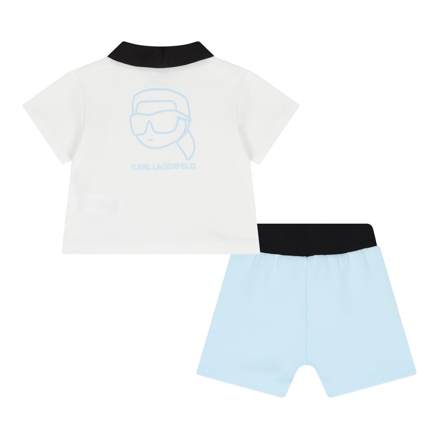 Baby Boys White & Blue Ikonik Shorts Set, 1, hi-res