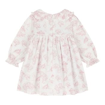 Baby Girls Ivory & Pink Toile de Jouy Dress