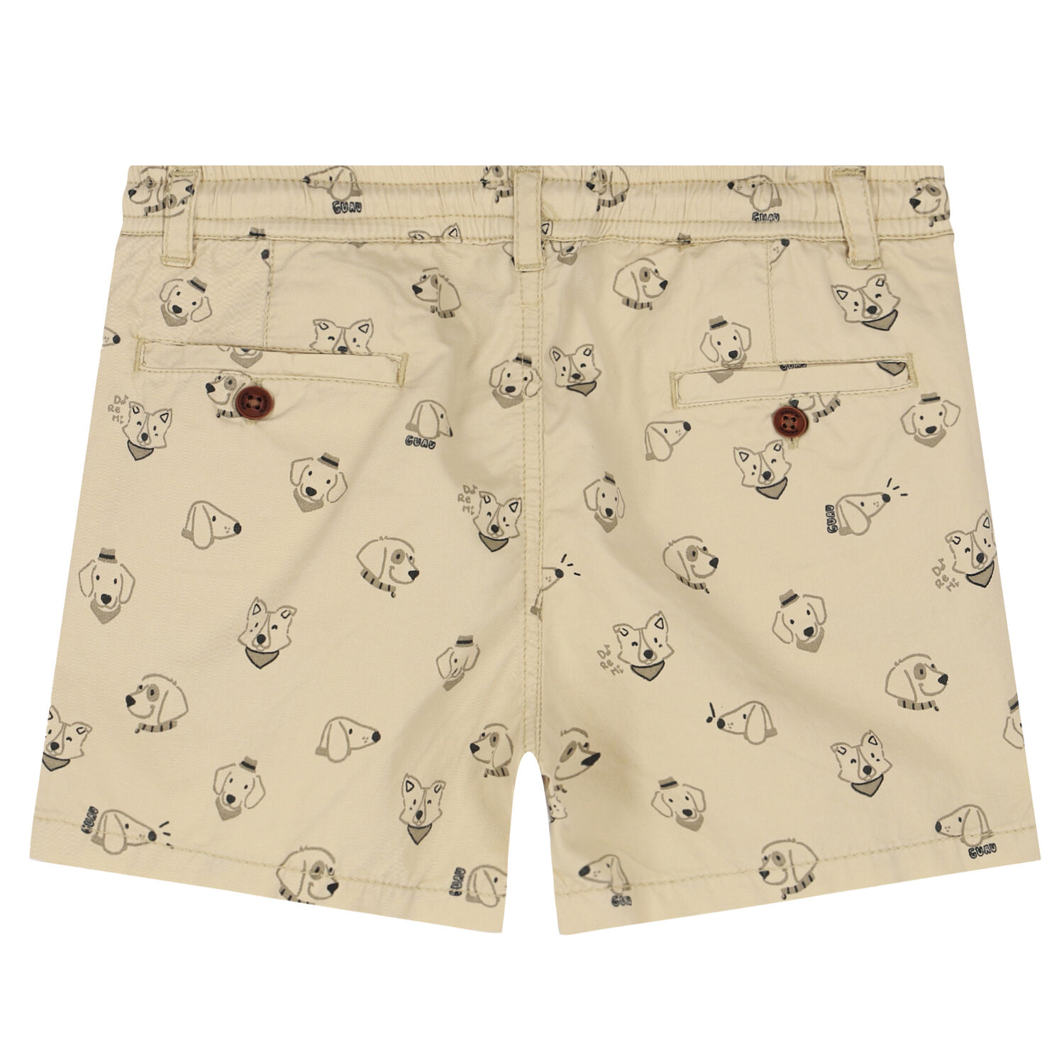 Younger Girls Beige Dogs Shorts, 1, hi-res