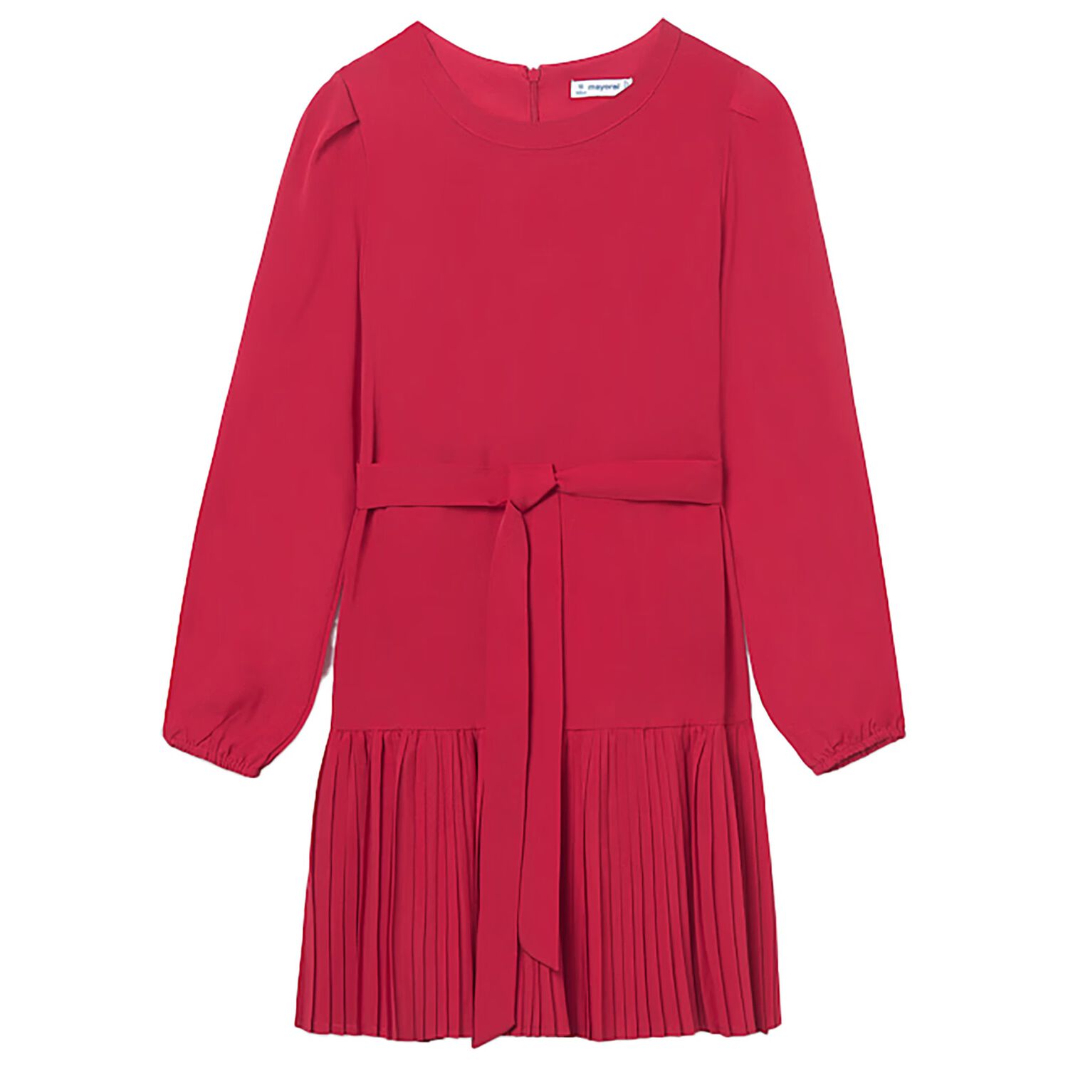 Girls Red Pleated Dress, 1, hi-res