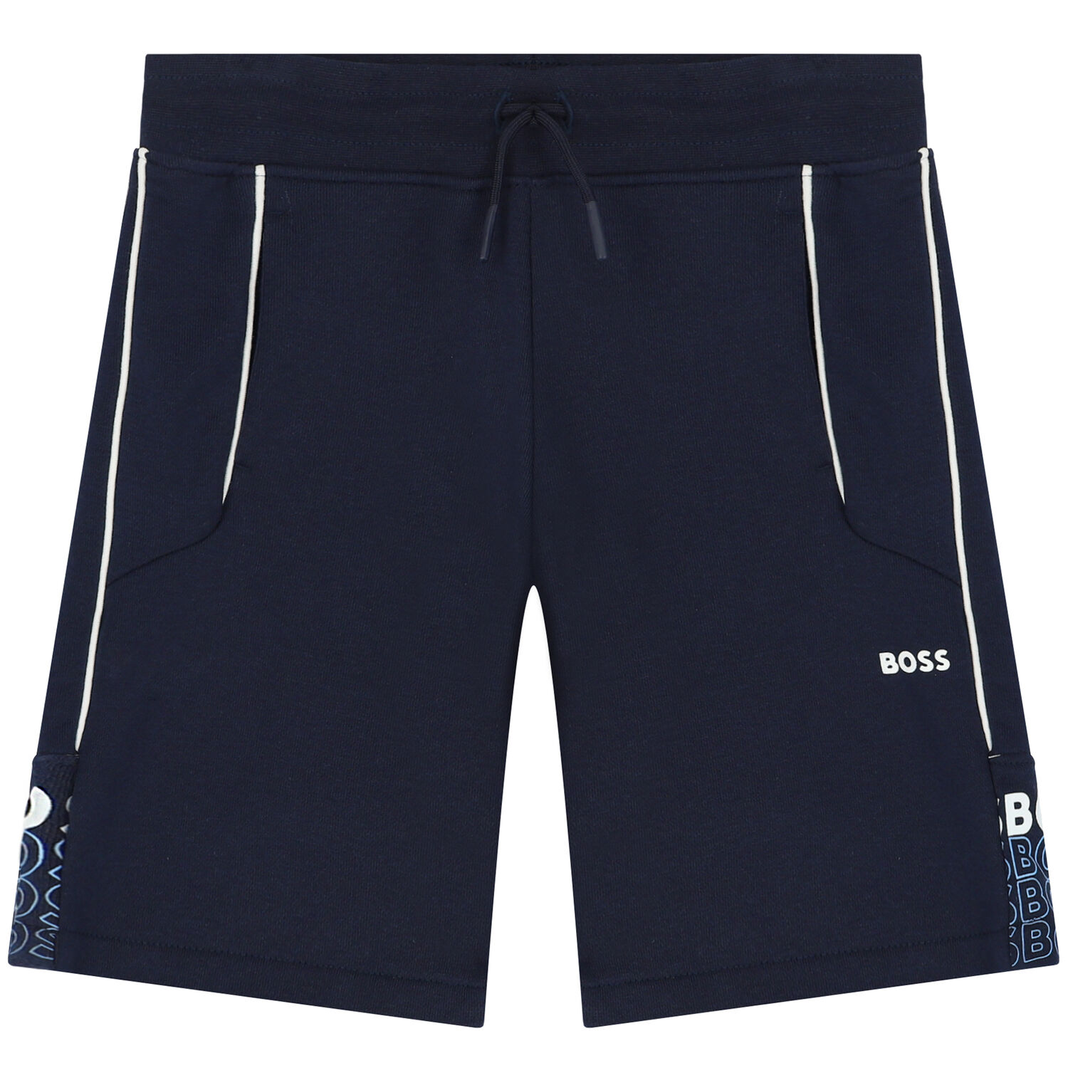 Boys Navy Logo Shorts Set, 1, hi-res