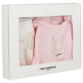 Baby Girls Pink & White Leggings Set