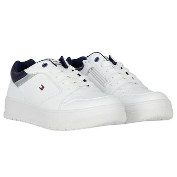 Boys White Logo Trainers