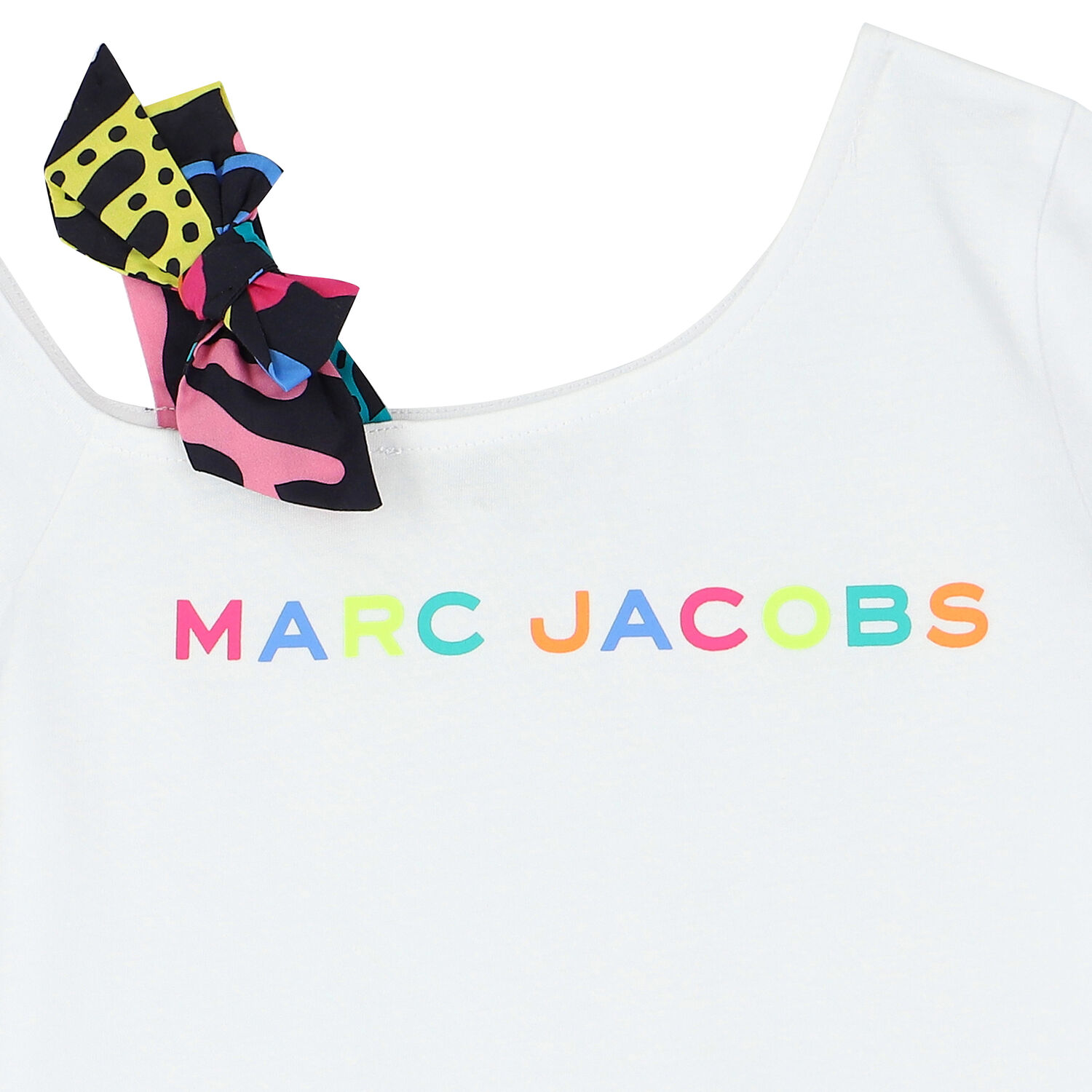 Girls White Asymmetric Logo T-Shirt, 1, hi-res