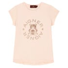 Girls Pink Bear Logo T-Shirt, 3, hi-res