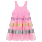 Girls Pink Tulle Sequin Dress, 1, hi-res