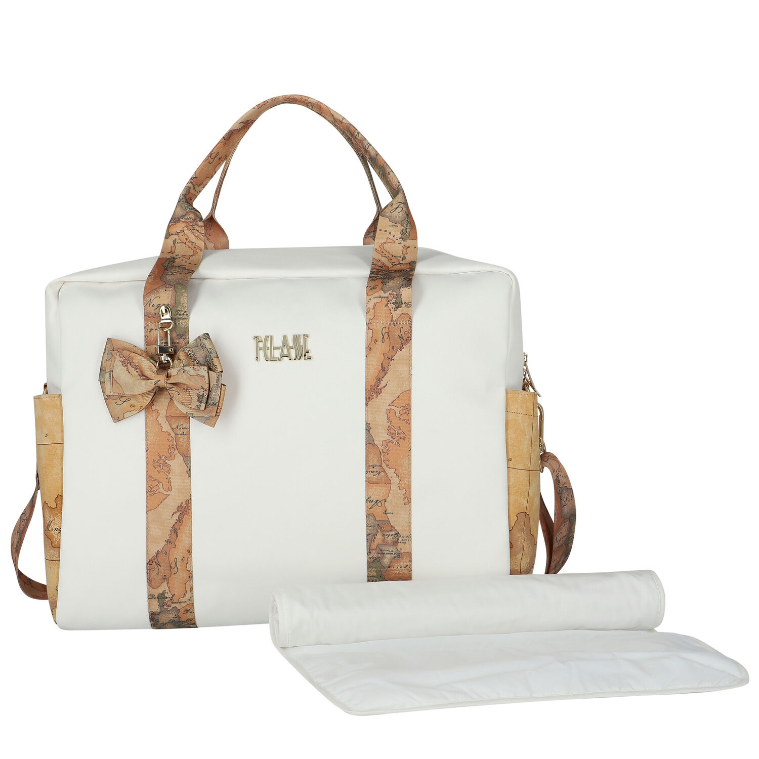 Ivory & Beige Logo Baby Changing Bag, 1, hi-res