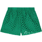 Girls Green Broderie Anglaise Shorts, 1, hi-res
