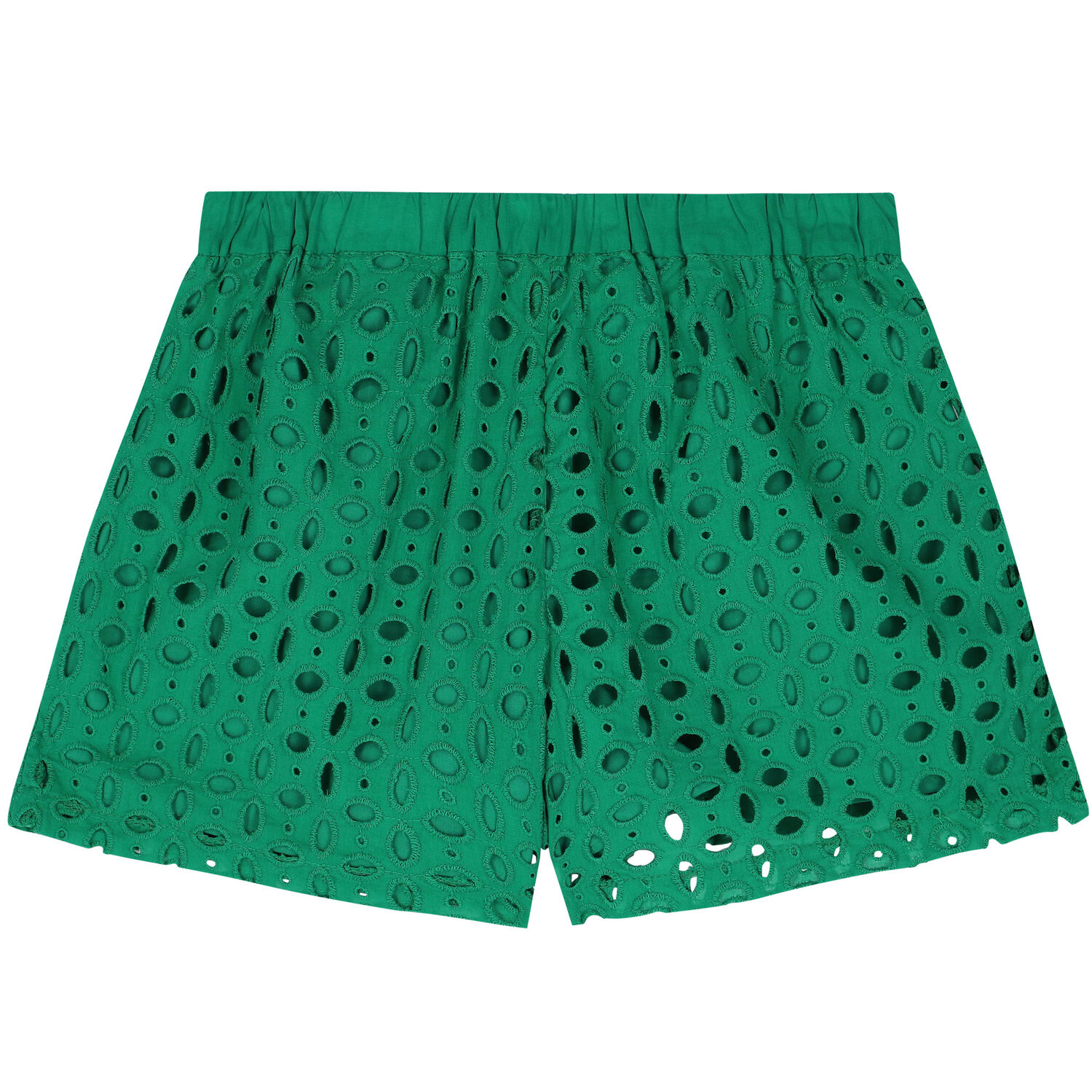Girls Green Broderie Anglaise Shorts, 1, hi-res